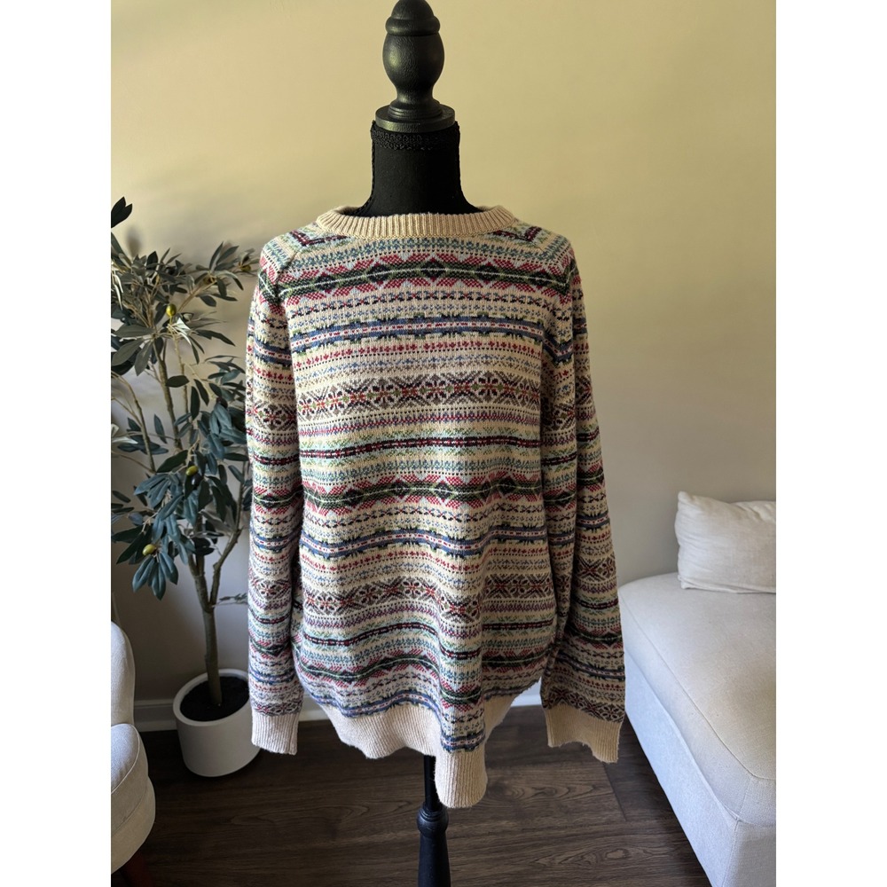 J.Crew Mens Fair Isle Lambswool Blend Crewneck Sweater Multi-Color XL